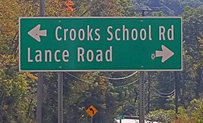 Crook School Road sign